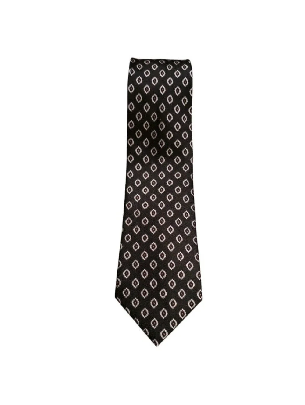Joseph A. Bank Silk Tie Black Geometric Design Executive Collection Mens Necktie